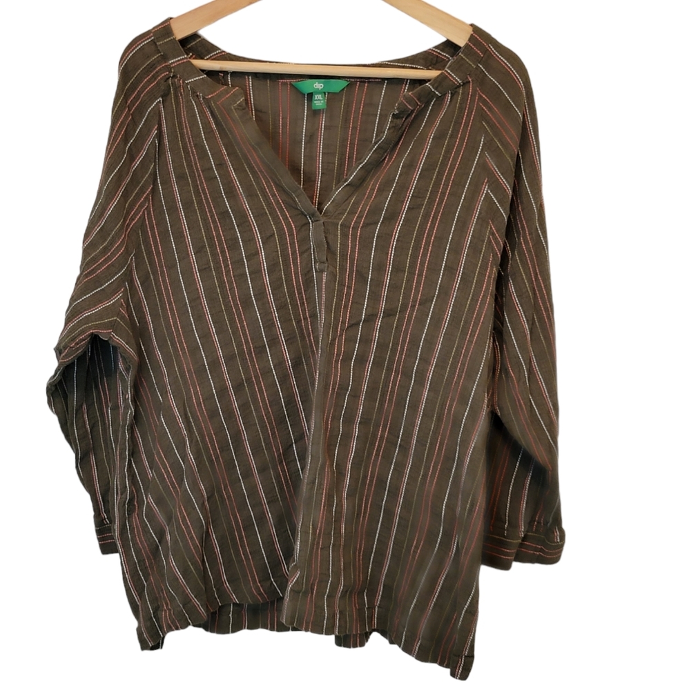 Dip Women's V-Neck Boho Blouse Size XXL